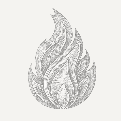 Elegant botanical illustration of moss-inspired flame design for herbalism and natural wellness.