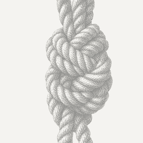 Thick rope knot illustrated in black and white, symbolizing natural herbal connection and wellness.
