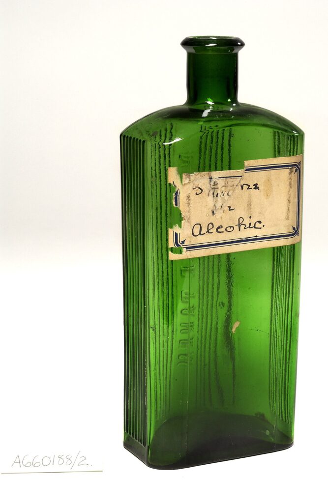 Antique green glass poison bottle, Wellcome Collection