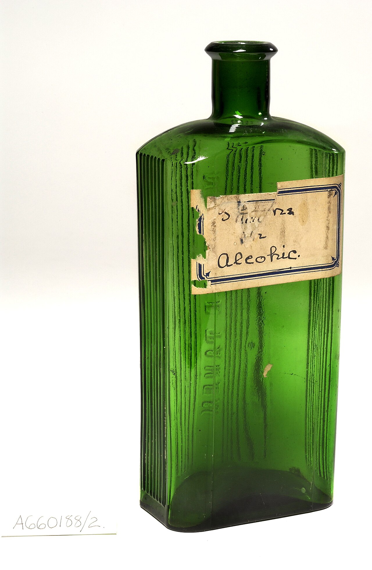 Antique green glass poison bottle, Wellcome Collection