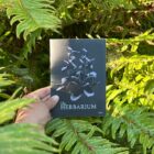 A hand holding The Herbarium Vol. 2 among sword ferns